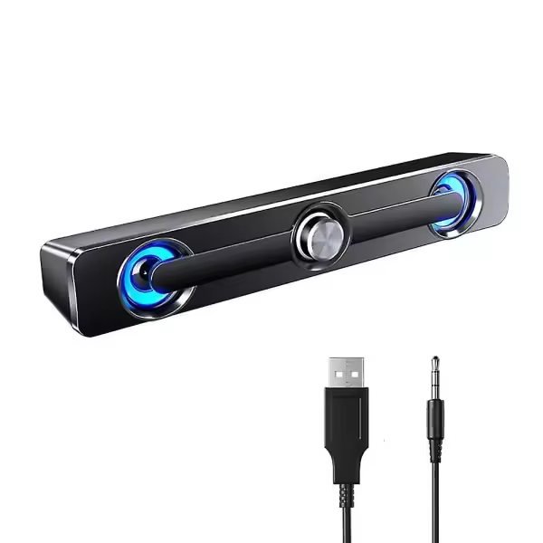 Altavoz para computadora V-111 con cable USB, potente barra estéreo, subwoofer, altavoz de graves, caja de sonido envolvente para PC, portátil, teléfono, MP3 y MP4 - 1