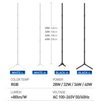 Lámpara De Piso Inteligente RGBIC LED 200cm Blanco Control Remoto APP Tuya Iluminación De Ambiente Nórdica Decoración Estética Para Habitación - details 1