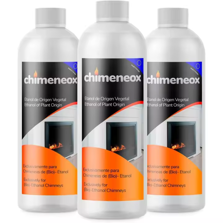 Pack 3 x 1L Bioetanol 96% para chimeneas | Chimeneox | sin Humo y sin Olor - 1