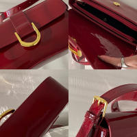 Bolso De Hombro Retro De Cuero Patentado Para Mujer Con Correa Ajustable Y Cierre De Flap Bolso Satchel De Color Sólido Bolsa De Axila Cruzada - details 15