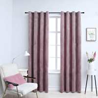 vidaXL Cortinas Opacas con Anillas 2 Piezas Terciopelo 140x225cm Color Azul oscuro,  Antracita,  Rosa antiguo y mas - details 2