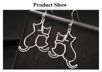 Pendientes Colgantes De Acero Inoxidable Cazador Con Gatos Y Gatitos Para Mujeres Y Niñas Joyería De Moda 2024 Regalo De Cumpleaños - details 5