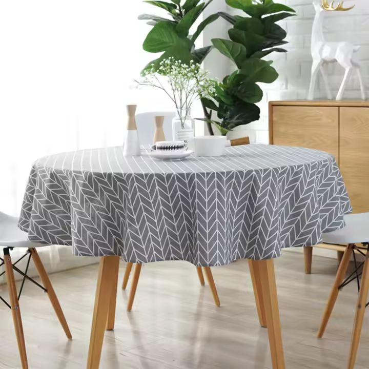 Mantel Redondo De Lino Lavable Decorativo Y Antipolvo Para Comidas De Familia Bodas Y Fiestas Tamaños 120/150cm - 1