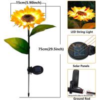1pc Luz De Girasol Solar Con 3 Cabezas Palillo De Jardín Decorativo Impermeable LED Para Patio Jardín Yard - details 4