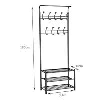 T-LoVendo Zapatero y Perchero de pie Entrada o Recibidor Metálico. Estantería. 18 Ganchos y 3 Estantes. 180x65x30cm - details 4