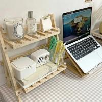 Estante De Almacenamiento Para Escritorio De Madera 2 Capas Plegable Organizador De Papelería Para Dormitorio Y Sala De Estar - details 5