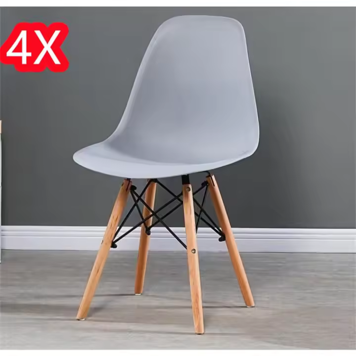 Juego de 4 sillas  EMA INS con patas de madera, mueble estilo nórdico medieval, , para escritorio, comedor, dormitorio, balcón o restaurante BAR hosteleria, OFICINA Mesa de comedor nórdica  cocina,metal - 1