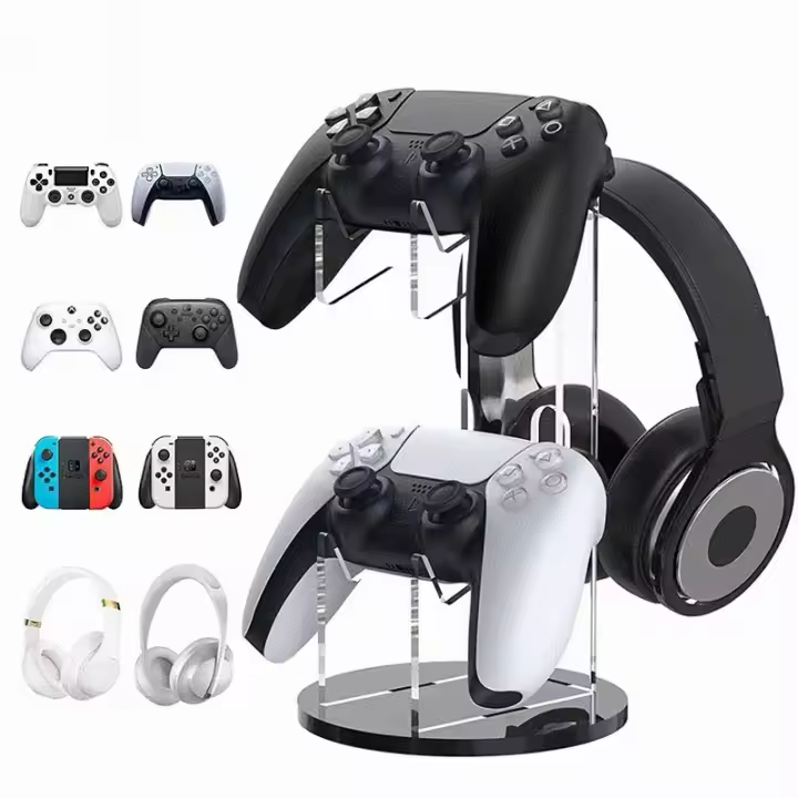 Soporte de almacenamiento, controlador de juegos 2 en 1 y soporte para auriculares para PS4, PS5, Xbox - 1