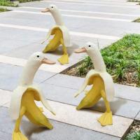 Estatua Creativa De Jardín DUCK Banana Figura De Banano Pelado Para Arte De Jardín Exterior Ornamento Para Escritorio Del Hogar O Jardín - details 2