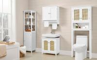 Armario Baño Pared Armario Cocina Colgante con Toallero 60,5x22,5x64 cm Mueble Baño Suspendido de Madera Blanco - details 6