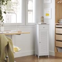 Armario blanco para baño de pie, rinconera con 1 cajón, 1 puerta de persiana, solución de almacenaje - details 5