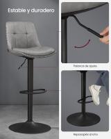 Set de 2 taburetes de bar giratorios y regulables, acolchado, con respaldo y reposapiés, de acero, para cocina y comedor, color negro tinta o marrón caramelo - details 3