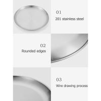 Platos De Acero Inoxidable Para Alimentos Reutilizables De Juego De Comedor Redondos Para Picnic Camping BBQ Uso Al Aire Libre - details 6
