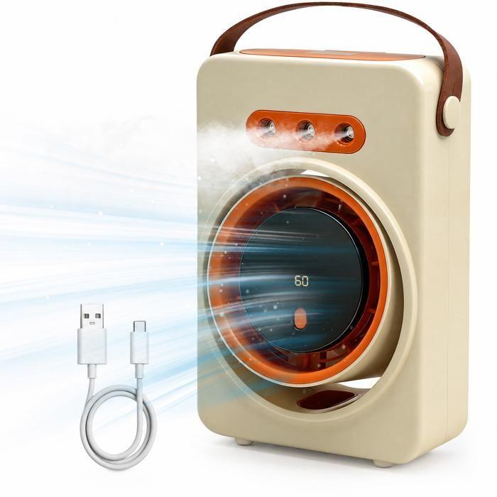 Ventilateur Silencieux Brumisateur, Mini Climatiseur Portable, Ventilateur Bureau Usb avec 5 vitesses et… — oferta en Miravia