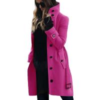 Abrigo De Mezclilla Para Mujer Invierno Cálido Chaquetas De Soltera Cuello Abajo Largo Ropa De Mujer Tipo De Cierre Doble - details 1