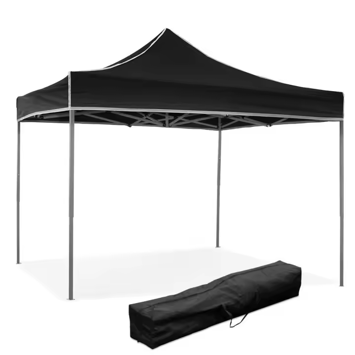 Gazebo plegable Negro de 3x3 pulgadascubierto de PVC impermeable - 1