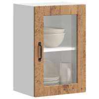 vidaXL Armario de pared para cocina puerta cristal Porto en color Roble ahumado/Roble Sonoma/Negro y más | almacenamiento funcional diseño moderno para baño dormitorio sala - details 3