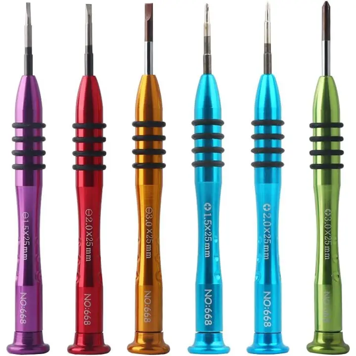 Kit de destornilladores Phillips y de punta ranurada de 1,5 mm, 2 mm y 3 mm para dispositivos electrónicos, teléfonos móviles, ordenadores portátiles, PC, relojes y gafas - 1