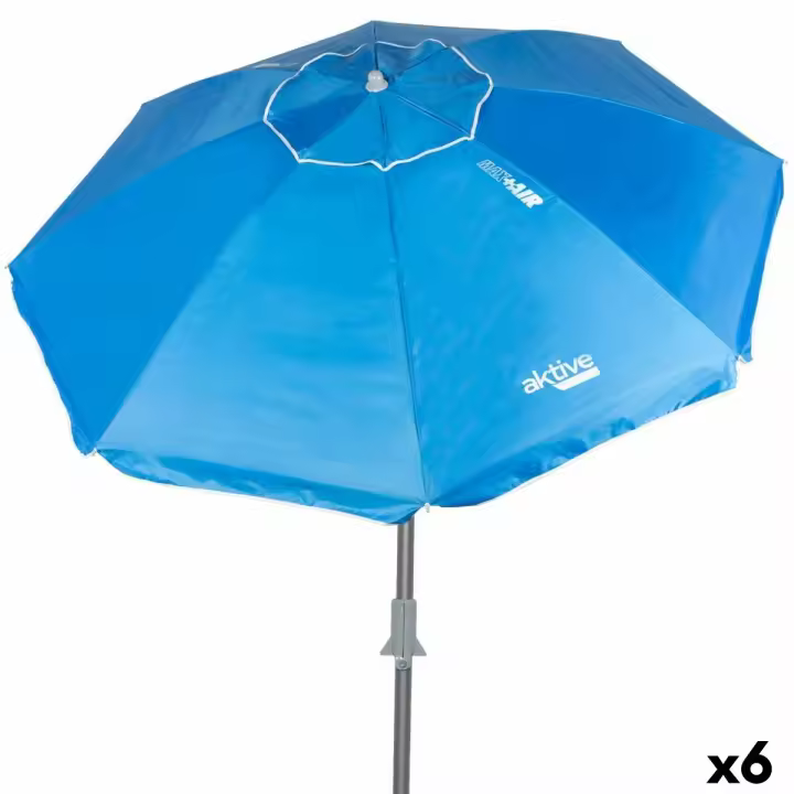Sombrilla Aktive Azul Poliéster Aluminio 220 x 225 x 220 cm (6 Unidades) - 1