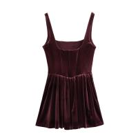 Vestido De Noche Para Mujer ZBZA Con Cuello Cuadrado Y Tirantes Anchos Bolsillos Ocultos Cierre De Zipper Chic Para Navidad Y Otoño Invierno - details 27