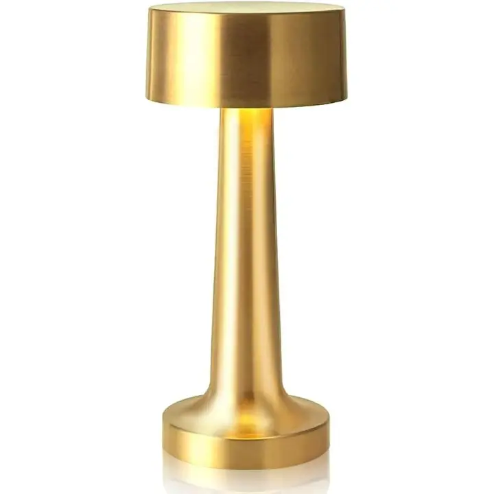 Lámpara de Mesa LED portátil, Brillo metálica de 3 grados de lámpara de escritorio, lámpara recargable con control tácil de 3 Colores, de Noche Luz, lámpara de Noche (Dorada) - 1