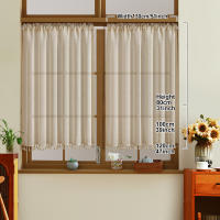Cortina Corta De Lino Beige 1 Pieza Estilo Bohemio Japonés Para Ventanas Pequeñas Y Puertas Decoración Y Protección De La Privacidad - details 2