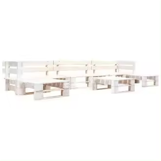 VIDAXL 277399 set de muebles de palés para jardín de 6 piezas fabricado en madera de pino en color blanco - 1