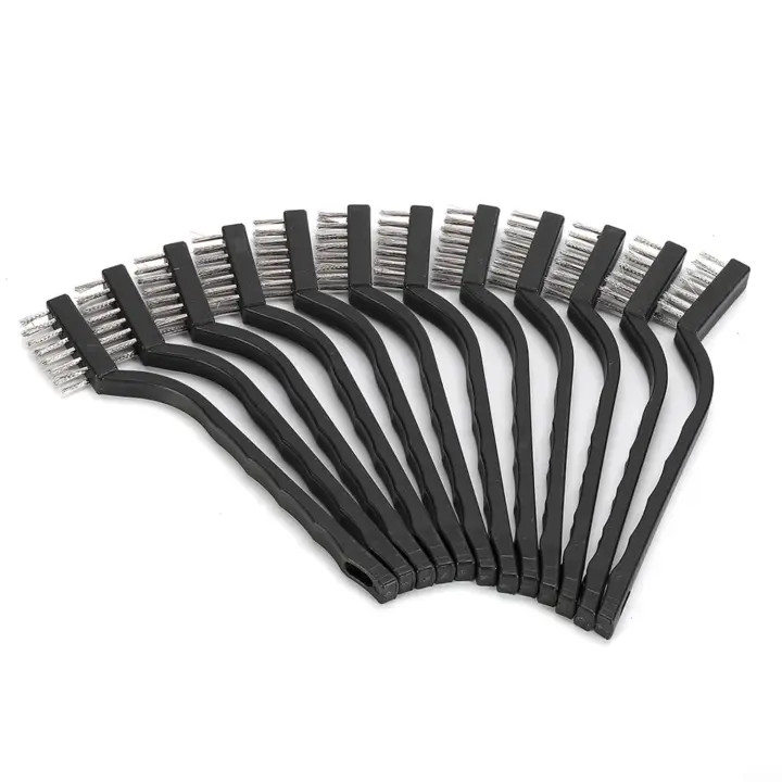 Juego de cepillos de alambre para limpieza, minicepillo de alambre de acero inoxidable, para quitar óxido y pintura, paquete de 12 - 1