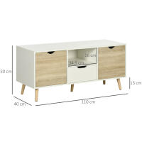 HOMCOM Mueble de TV con Cajón 2 Puertas y Compartimiento Mesa para TV para Televisores de hasta 50 Pulgadas Aparador de Salón para Dormitorio 110x40x50 cm Blanco y Natural - details 2