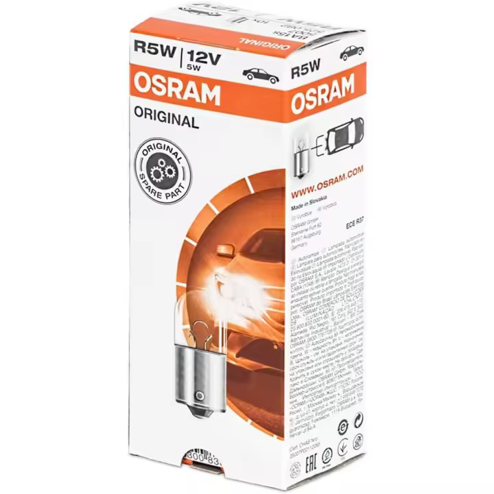 Osram 5007 Original Line R5W Lámpara Halógena Auxiliar, 12V, 5W, Casquillo BA15S - 1