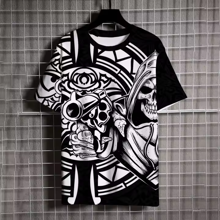 Camiseta Hombre 2024 Divertida Con Impresión 3D Estilo Oscuro Y Demonio Sobrio Camiseta Corta De Verano T-Shirt Personalizable Oversize - 1