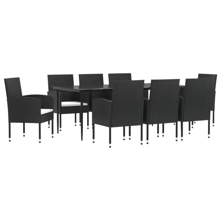 vidaXL Juego de comedor de jardín 9 pzas ratán sintético y acero negro - 1