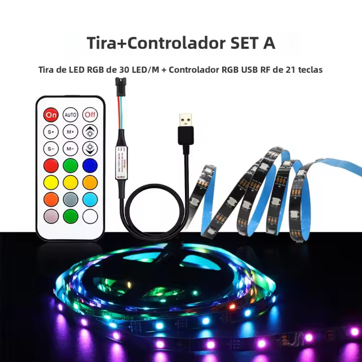 Tira De LED RGB WS2812B 5050 DC 5V Impermeable Con IC Chip Addressable 144LEDs Pantalla Digital Flexible Multicolor Para Decoración De Hogar - 1