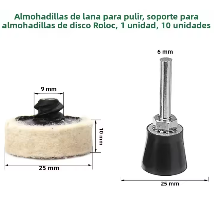 11pcs Disco De Tela Comprimida De Lana Para Pulido Y Lustrado 1"2"3" Con Rosca 1/4" Accesorios Para Herramientas De Madera Dremel - 1