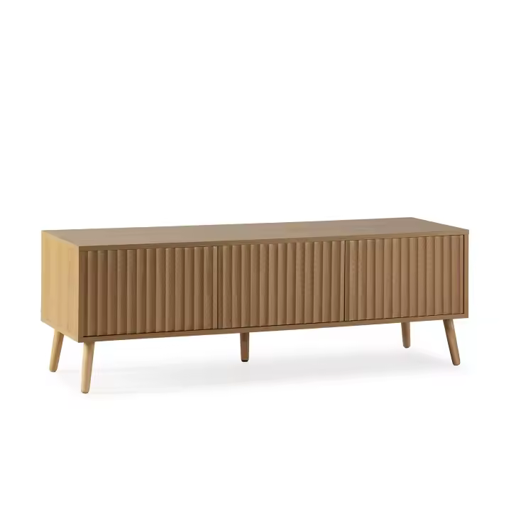 VS Venta-Stock Mueble tv Lluvia 3 puertas color roble, 130 cm largo - 1