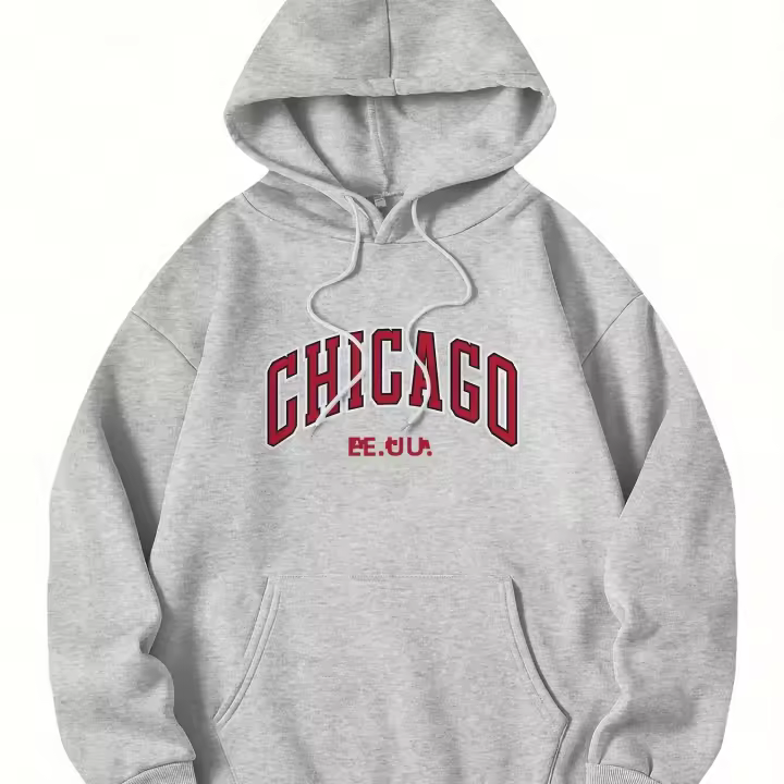  Sudadera De Deporte Casual Para Hombre Con Capucha Y Estampado De Chicago USA Suéter De Poliéster Cálido Y Cómodo Para Otoño E Invierno - 1