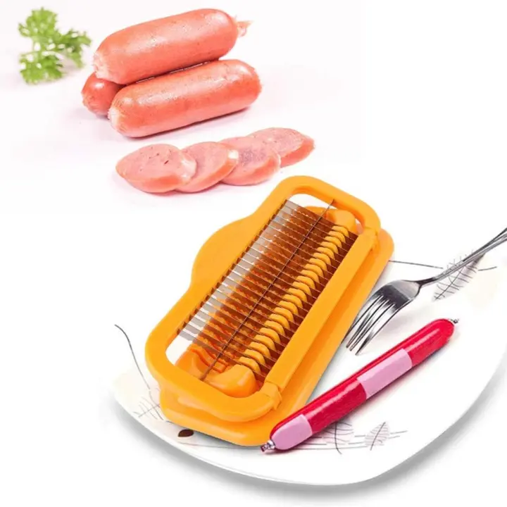 Cortador de salchicha, diseño de curva ergonómica saludable y Segura 1 cortador de plátano multifuncional, para diversas necesidades de cocina, salchicha de corte, perro caliente, salchicha de jamón - 1