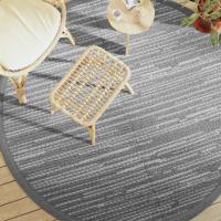 vidaXL Alfombra de exterior ARAKIL Ø200 cm PP en color Rosa/Marrón/Gris claro y blanco y más - details 4