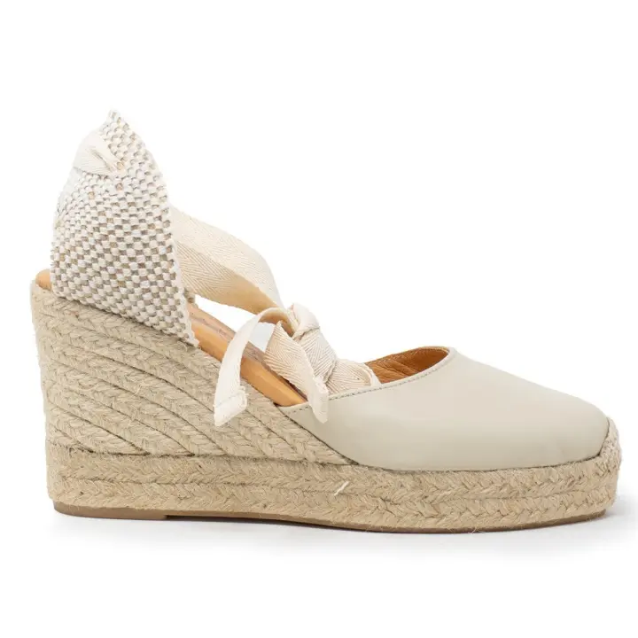 Alpargatas de mujer CLARA DURAN VAL ESCOTE VALENCIANA CINTAS ESCOTE NAPA IVORY - 1