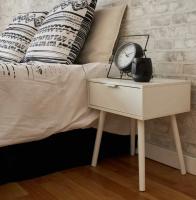 JJBLOOM-Mesa de Centro, Mesita De Noche Mueble Lateral De Mesita De Noche Moderna E Innovadora con Cajón para Dormitorio，Mesita de noche de 1 cajón blanca de madera de 45x35x59cm - details 0