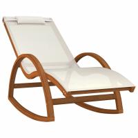 vidaXL Mecedora de textileno y madera maciza de álamo Blanco, Gris, Sillas de Exterior Ideal para jardín, playa, piscina, terraza Tumbona Piscina Tumbonas Playa Tumbonas Jardín Exterior - details 1