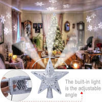 Decoración De Árbol De Navidad 3D Estrella Plateada Con LED Giratorio Proyector De Escarcha Luces Colgantes Para Fiesta Navideña - details 6