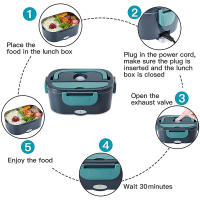 2en1 Fiambrera Eléctrica Calentable Coche+Hogar 220V 1.5L 60W Fiambrera Portátil de Acero Inoxidable Bento Lunchbox Contenedor de Comida Bento Box - details 1
