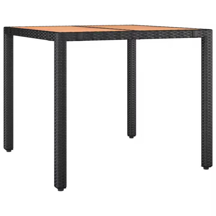Mesa de Jardín Ratán PE Negro y Surface Madera maciza Acacia - 1