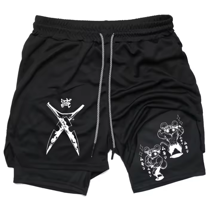 Shorts De Compresión Para Hombre Con Estampado De Anime Demon Slayer Pantalones Cortos Deportivos Para Playa Gimnasio Y Correr Secado Rápido Ropa De Verano - 1