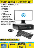 Ordenador de sobremesa  completo Hp 800 g2 ssf core i5 6 generacion 16gb Ram 480 gb ssd + monitor 20 pulgadas+ teclado+ raton - details 0