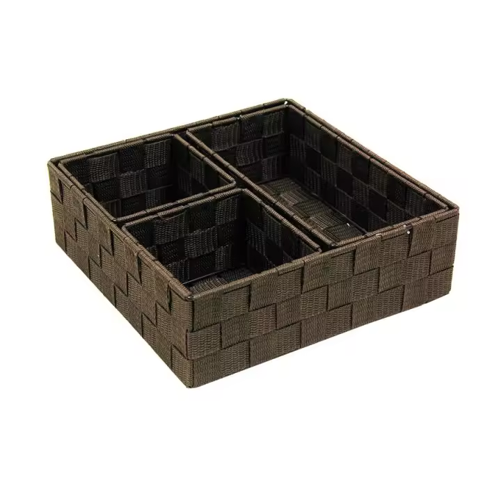 BANDEJAS ORGANIZADOR TELA MARRON S/4 26x26x8 - 1