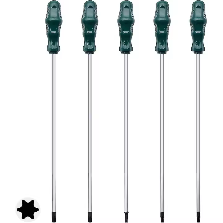 Juego de detornilladores Torx extra largos, juego de detornilladores Torx magnéticos de 5 piezas de 12 pulgadas, juego de detornilladores Torx magnéticos T15 - T30 (T15, T20, T25, T27, T30) - 1