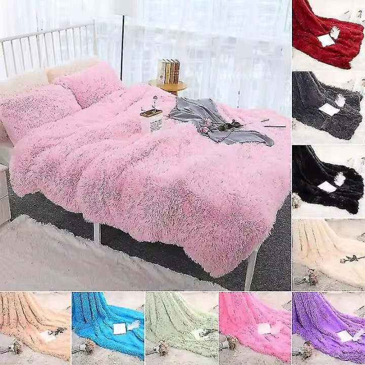 80x120cm Soft Fluffy Shaggy Cama caliente Sofá Colcha Hoja de cama Manta de tiro Qinhai-Excelente - 1