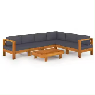 VIDAXL 3057956 set de muebles de madera para jardín de 7 piezas con cojines color gris oscuro vida xl - 1